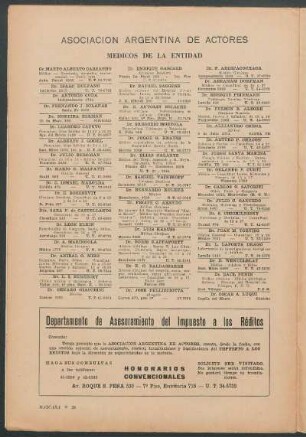 Asociación argentina de actores : Médicos de la entidad