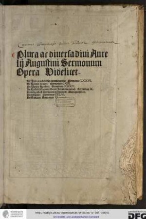 Plura ac diversa divi Aurelii Augustini Sermonum Opera