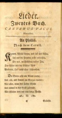 Lieder. Zweytes Buch. Cantamus Vacui. Horatius.