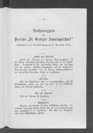 Satzungen des Vereins "St. Georger Sonntagsschule"