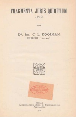 Fragmenta juris quiritium 1913