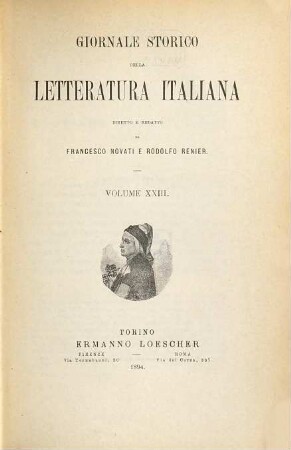 Giornale storico della letteratura italiana. 23 = A. 12. 1894