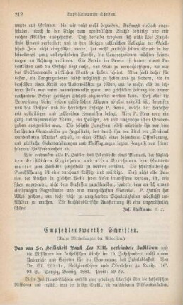 212-216 Empfehlenswerthe Schriften
