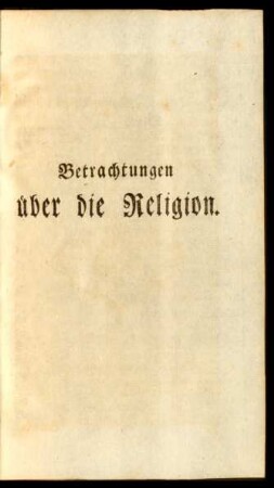 Betrachtungen über die Religion