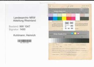 Entnazifizierung Heinrich Kuhlmann , geb. 20.08.1889 (Finanzbeamter)
