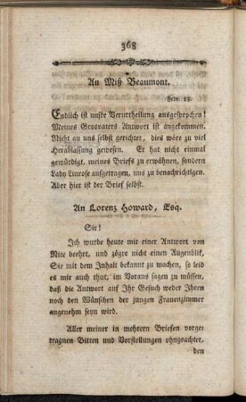 An Miß Beaumont. Febr. 15.