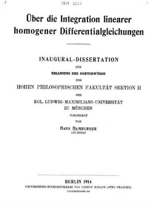 Über die Integration linearer homogener Differentialgleichungen