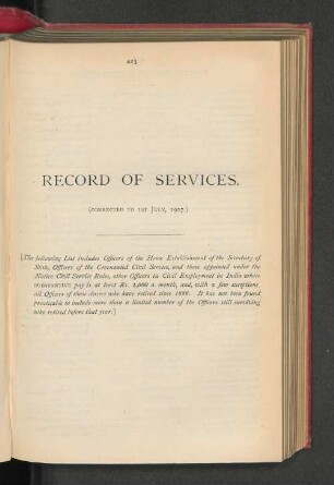 Record Of Services.