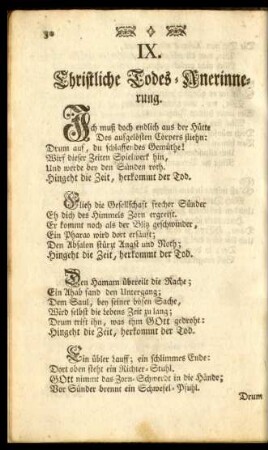 IX. Christliche Todes-Anerinnerung