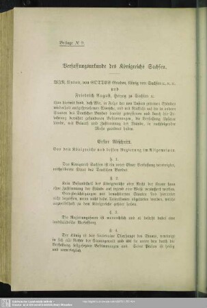 Verfassungsurkunde des Königreichs Sachsen