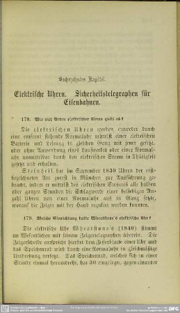 Sechzehntes Kapitel. Elektrische Uhren. Sicherheitstelegraphen für Eisenbahnen