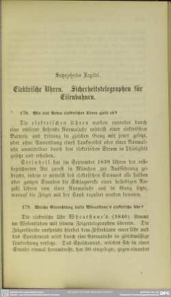 Sechzehntes Kapitel. Elektrische Uhren. Sicherheitstelegraphen für Eisenbahnen