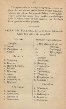Namen der plaatsen, die op de hierbij behoorende kaart door cijfers zijn aangeduid