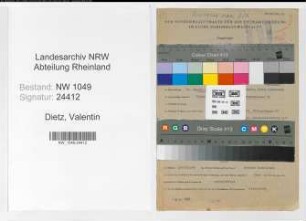 Entnazifizierung Valentin Dietz , geb. 14.01.1881 (Kaufmann)