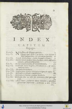 Index Capitum Isagoges.