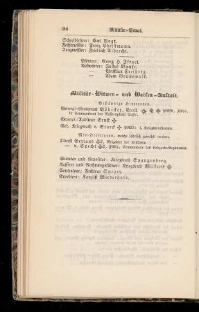 Militär=Witwen= und Waisen=Anstalt.