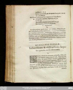 Medicatio Puellae, Imbecillitate & obstructione hepatis à pituita crassa laborantis.