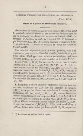 Solution de la question de mathématiques élémentaires.
