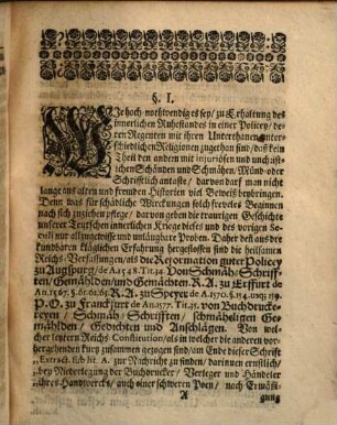 Gründliche Vorstellung, daß ein unlängst in Druck herausgegebenes Büchlein ... unter dem Titel: Ephemerides ... eine den Reichs-Constitutionen ... zuwiederlauffende Schmäh-Schrifft ... sey ...