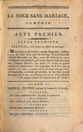 La Noce sans Mariage : comédie en 5 actes et en prose