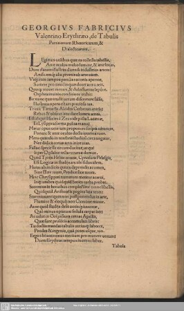Georgius Fabricius Valentino Erythraeo, de Tabulis partitionum Rhetoricarum, & Dialecticarum