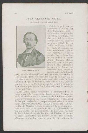 Juan Clemente Zenea - 24. febrero 1832. - 25. agosto 1871.
