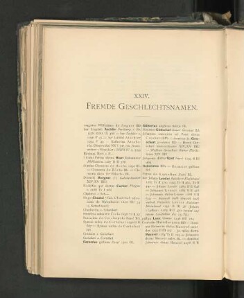 XXIV. Fremde Geschlechtsnamen.