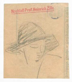 Frauenkopf mit Hut