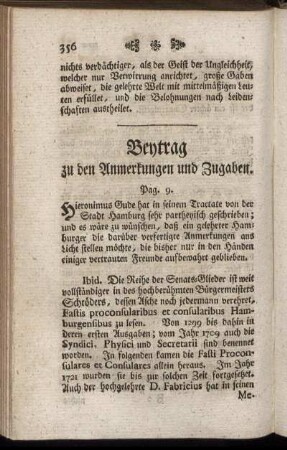 Beytrag zu den Anmerkungen und Zugaben.