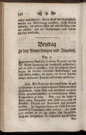Beytrag zu den Anmerkungen und Zugaben.
