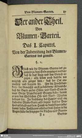 Der ander Theil. Von Blumen-Garten