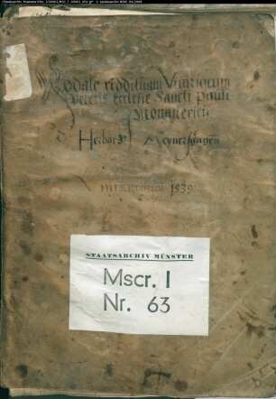 Kopiar über die Einkünfte der Vikarien des Alten Doms (S. Paulus) in Münster