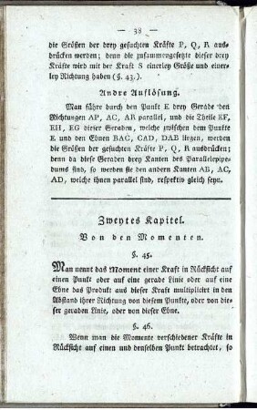 Zweites und Drittes Kapitel Von den Momenten. Vom Schwerpunkte.