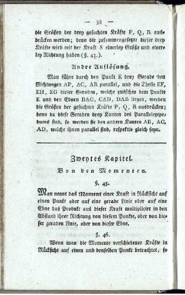 Zweites und Drittes Kapitel Von den Momenten. Vom Schwerpunkte.