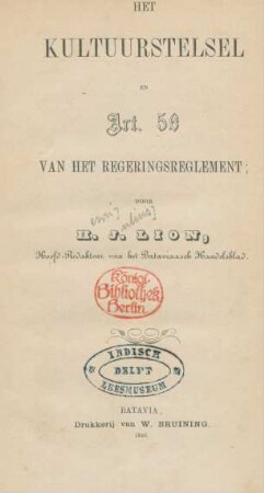 Het kultuurstelsel en art. 56 van het regeringsreglement