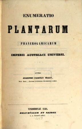 Enumeratio plantarum phanerogamicarum imperii Austriaci universi