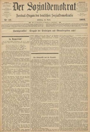 No 17. Sonntag, 24. April. 1881.