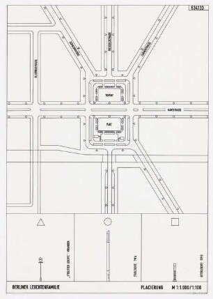 Leuchten für die Kantstraße, Berlin-Charlottenburg: Platzierung der Leuchten 1:1000, 1:100