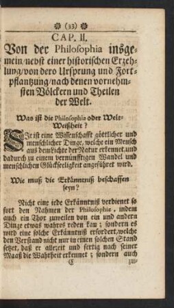 Cap. II. Von der Philosophia insgemein ...