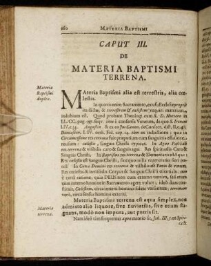 Caput III. De Materia Baptismi Terrena.