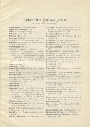 Alphabetisches Inhaltsverzeichnis