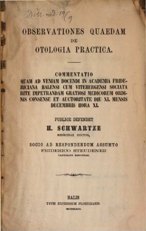 Observationes quaedam de otologia practica