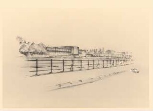 Kongresszentrum Heidelberg Neubau: Perspektivische Ansicht Neckarseite 1:200