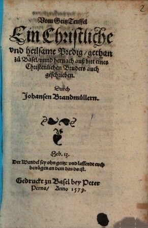 Vom Geitz Teuffel : Ein Christliche und heilsame Predig ...
