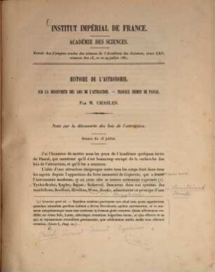 Extraits des Comptes rendus des séances de l'Académie des Sciences, 1