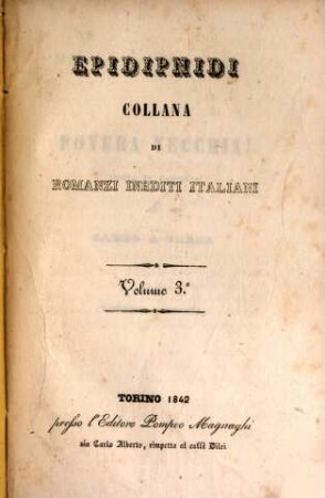 Epidipnidi : Collana di romanzi inediti italiani, 3