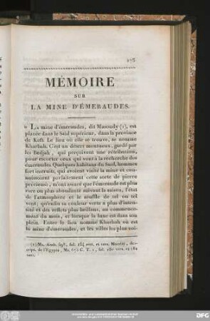 Mémoire Sur La Mine D'Émeraudes.