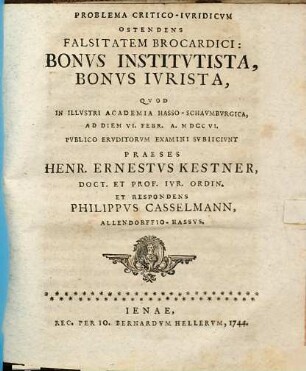 Problema critico-iuridicum ostendens falsitatem brocardici: bonus institutista, bonus iurista
