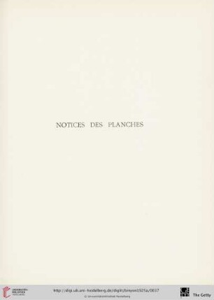 Notices des planches