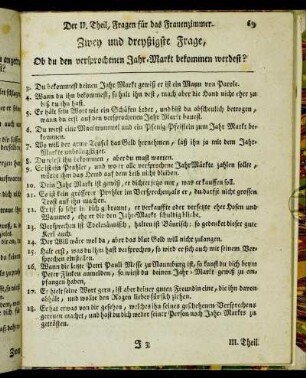 Zwey und dreyßigste Frage, Ob du den versprochenen Jahr-Markt bekommen werdest?